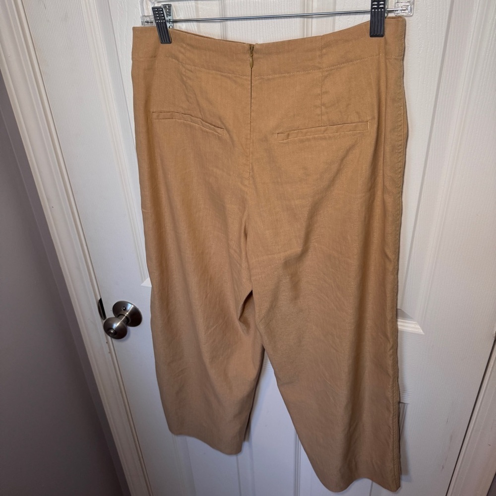 Vince Camel Linen Blend Cropped Wide Leg Pants - Picture 9 of 15